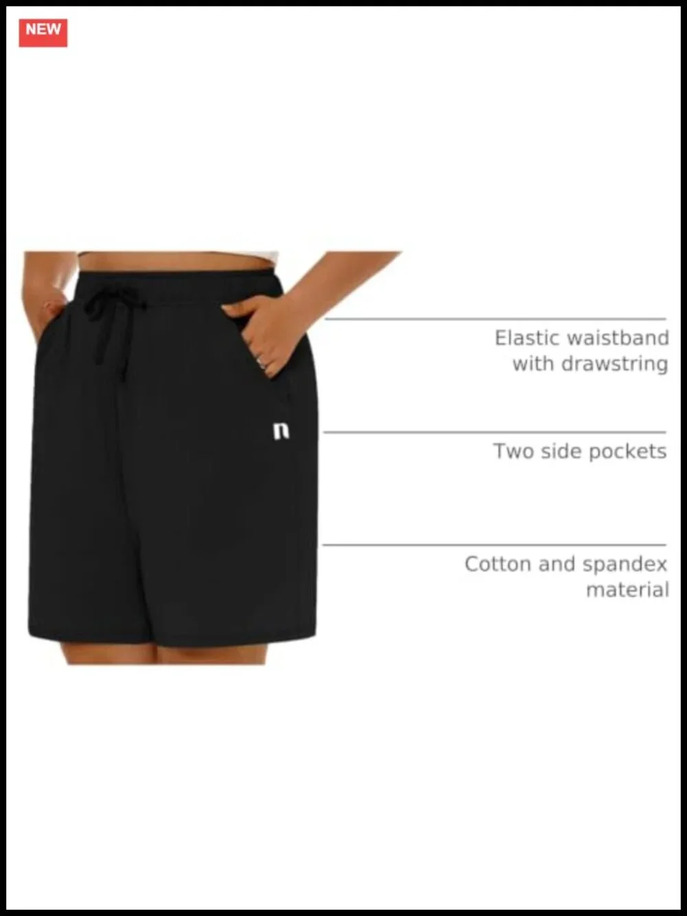 Plus Size Bermuda Shorts 3 Pack Cotton Blend High Waist Drawstring Pockets